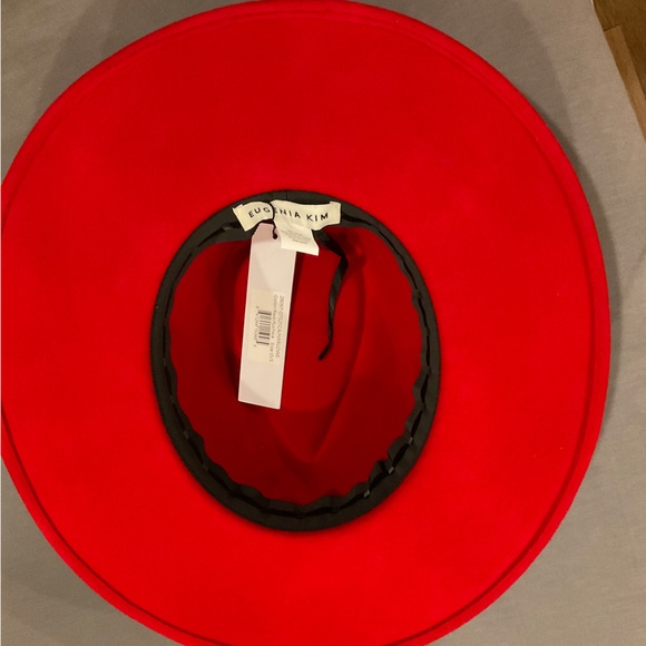 🆕EUGENIA KIM RED & FUCHSIA PINK PURPLE HARLOWE WIDE BRIM FEDORA GEOMETRIC CROWN - Picture 12 of 16